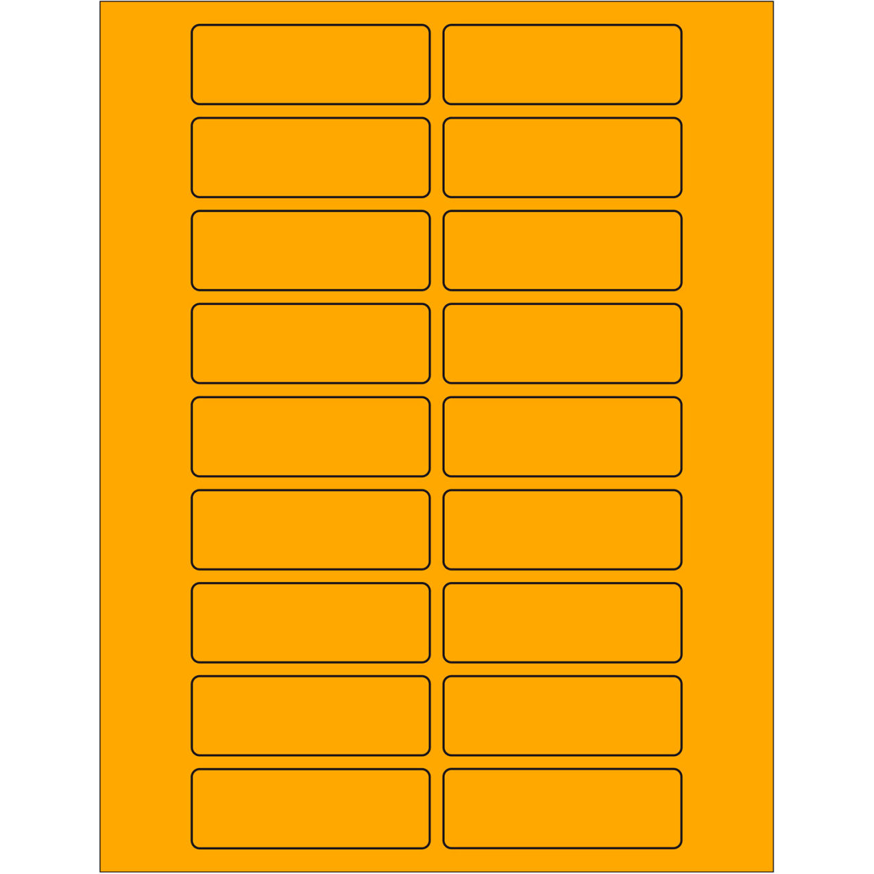 Rectangle Laser Labels, 1"L x 3"W, Fluorescent Orange, 20 Labels/Sheet