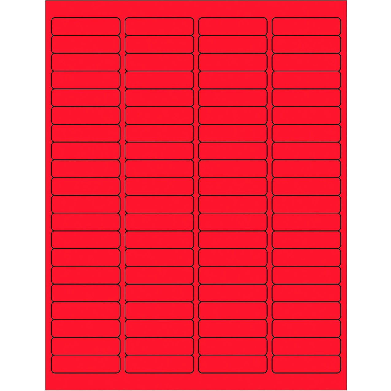 Rectangle Laser Labels, 1/2"L x 1-15/16"W, Fluorescent Red, 80 Labels/Sheet