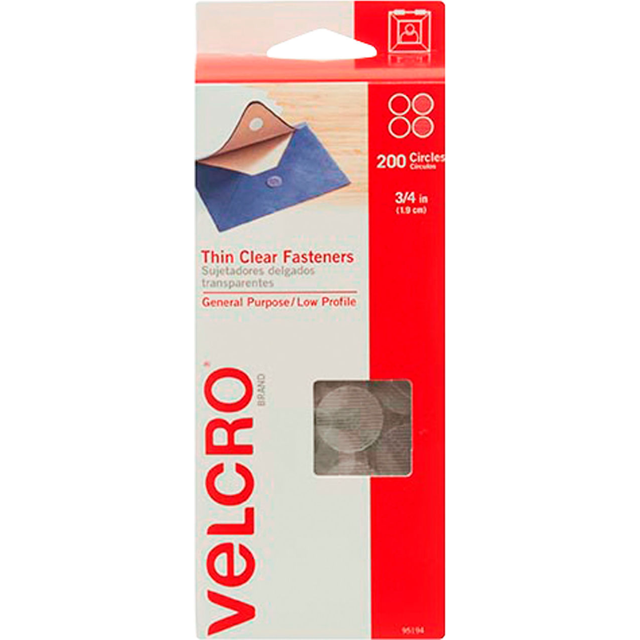 Hook & Loop Combo Dots Pack, 3/4 in, Clear