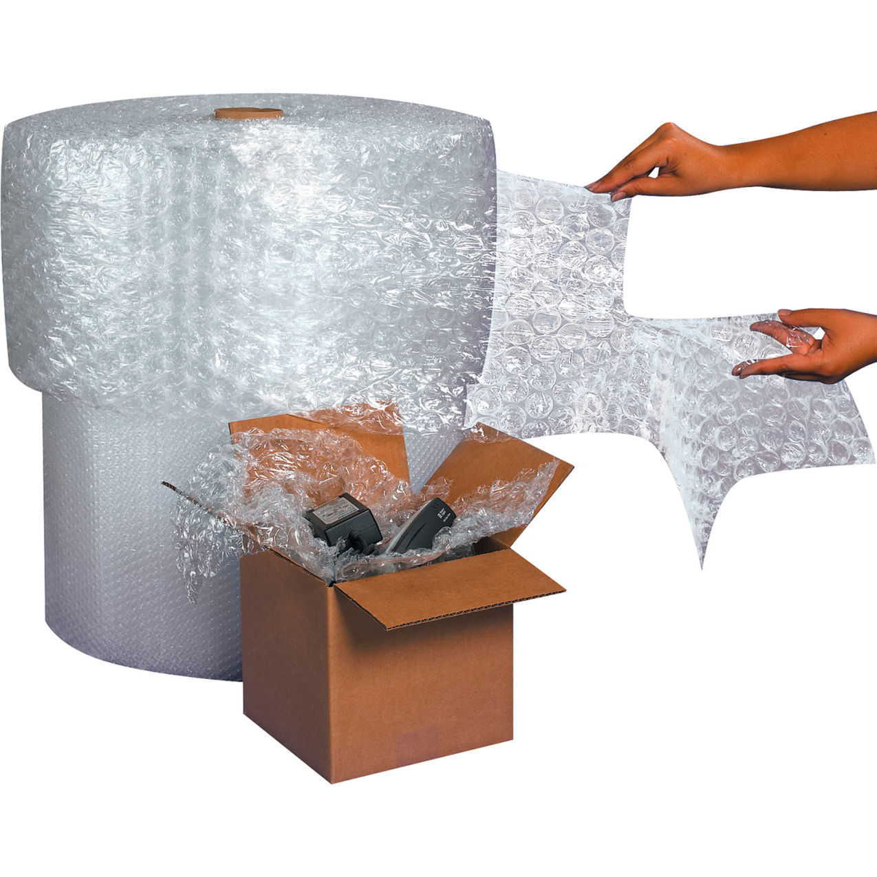 Perforated Air Bubble Roll, 24"W x 250'L x 1/2" Bubble, Clear
