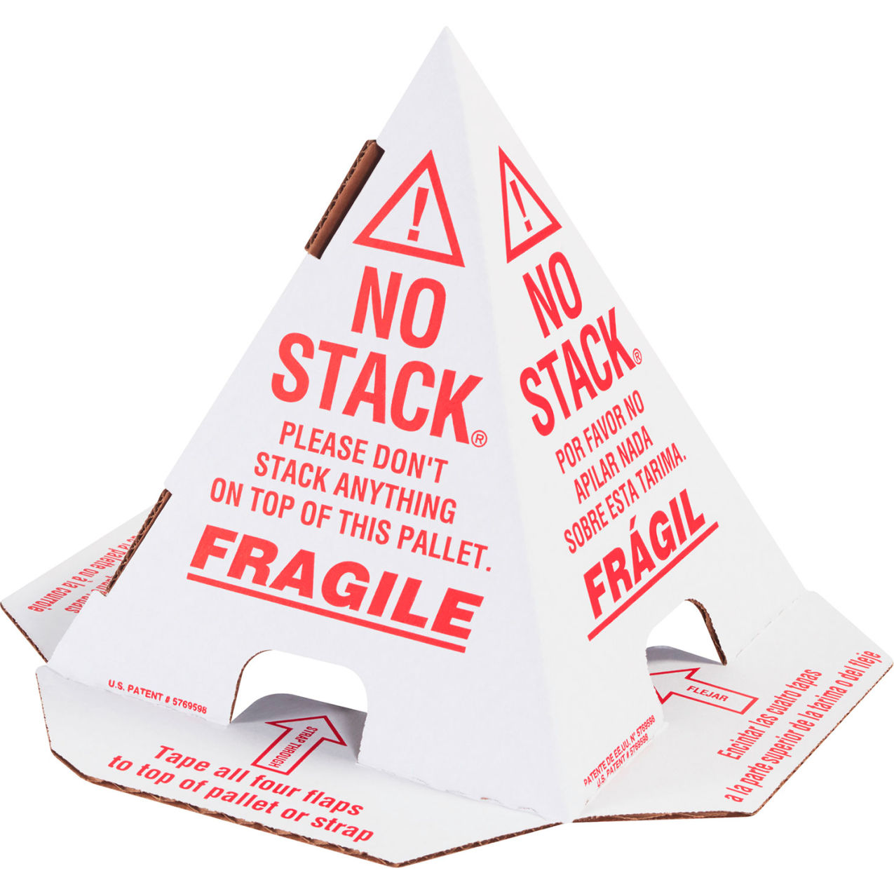 No Stack Printed Pallet Cones, White/Red, 50/Pack