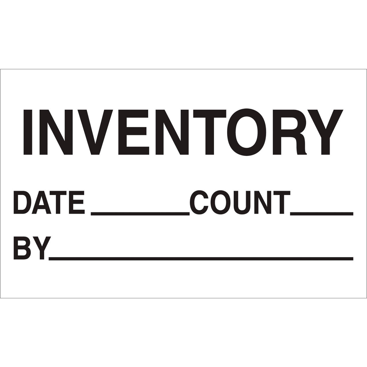Labels with "Inventory - Date - Count - By" Print, 1-1/4"L x 2"W, Black/White, 500/Rolls