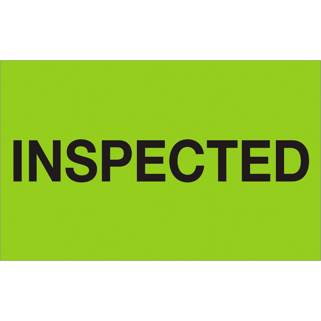 Labels with "Inspected" Print, 1-1/4"L x 2"W, Fluorescent Green, Roll of 500