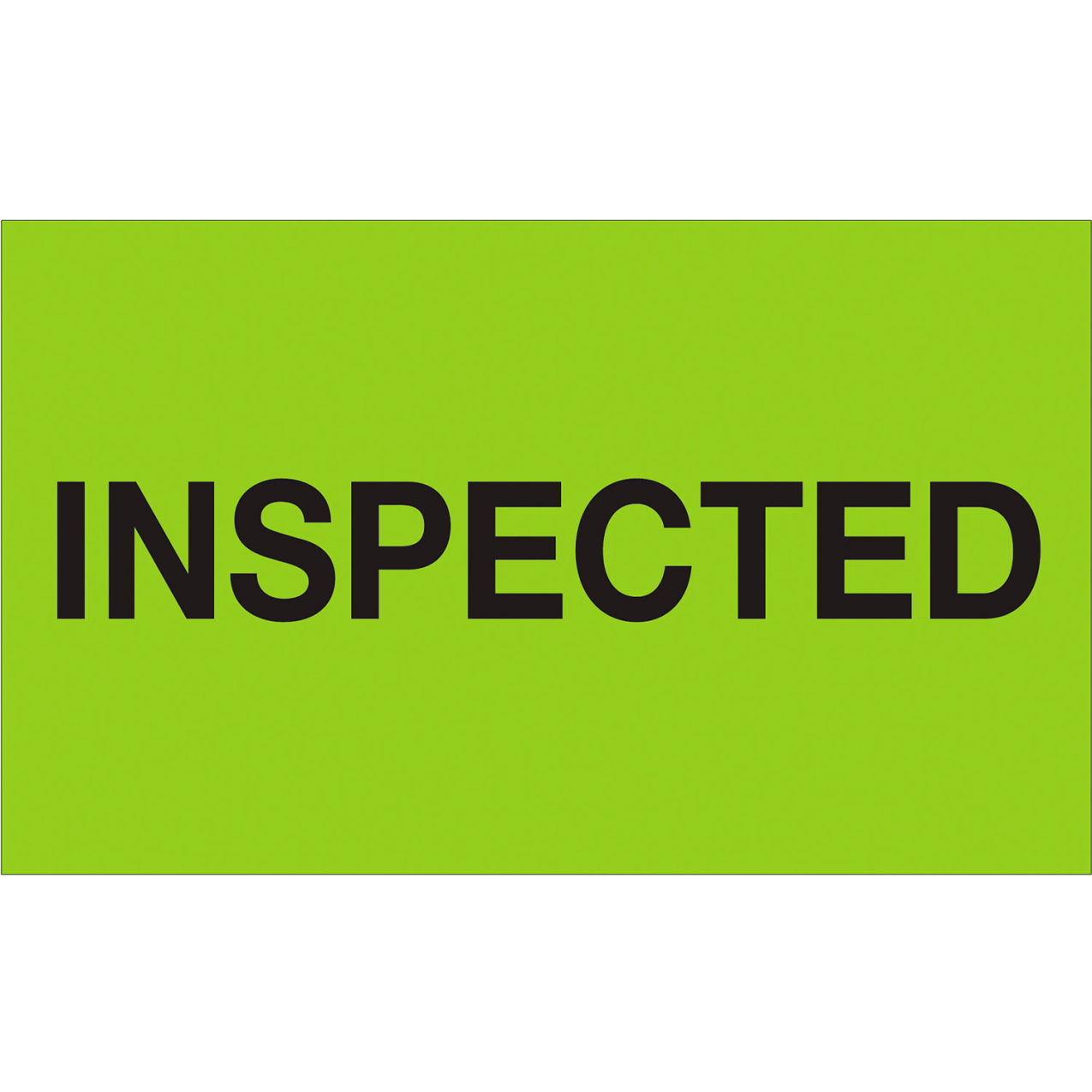 Labels with "Inspected" Print, 3"L x 5"W, Fluorescent Green, Roll of 500