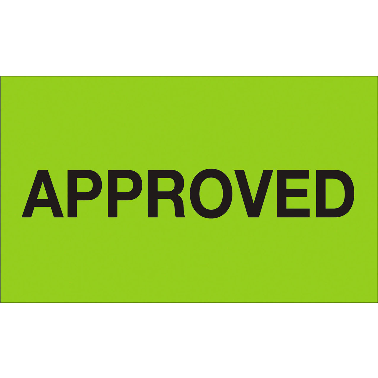 Labels with "Approved" Print, 3"L x 5"W, Fluorescent Green, Roll of 500