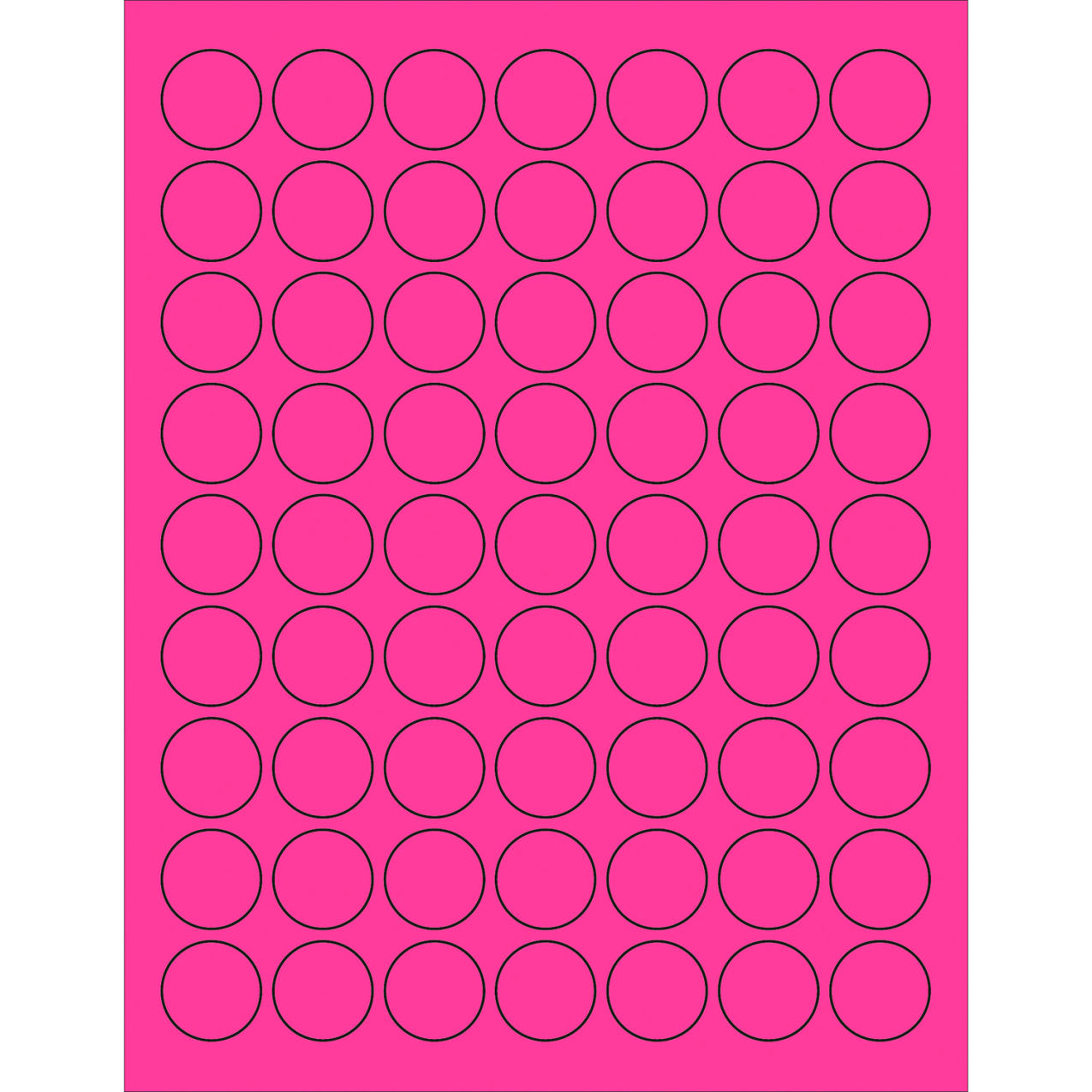1" Dia. Circle Laser Labels, Fluorescent Pink, 63 Labels/Sheet