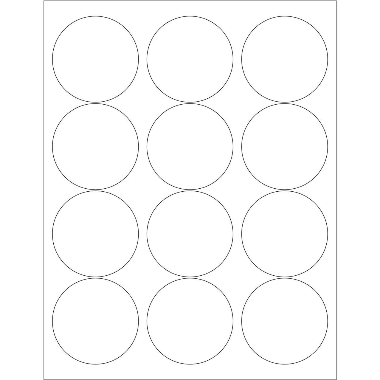 2-1-1/2" Dia. Circle Laser Labels, White, 12 Labels/Sheet