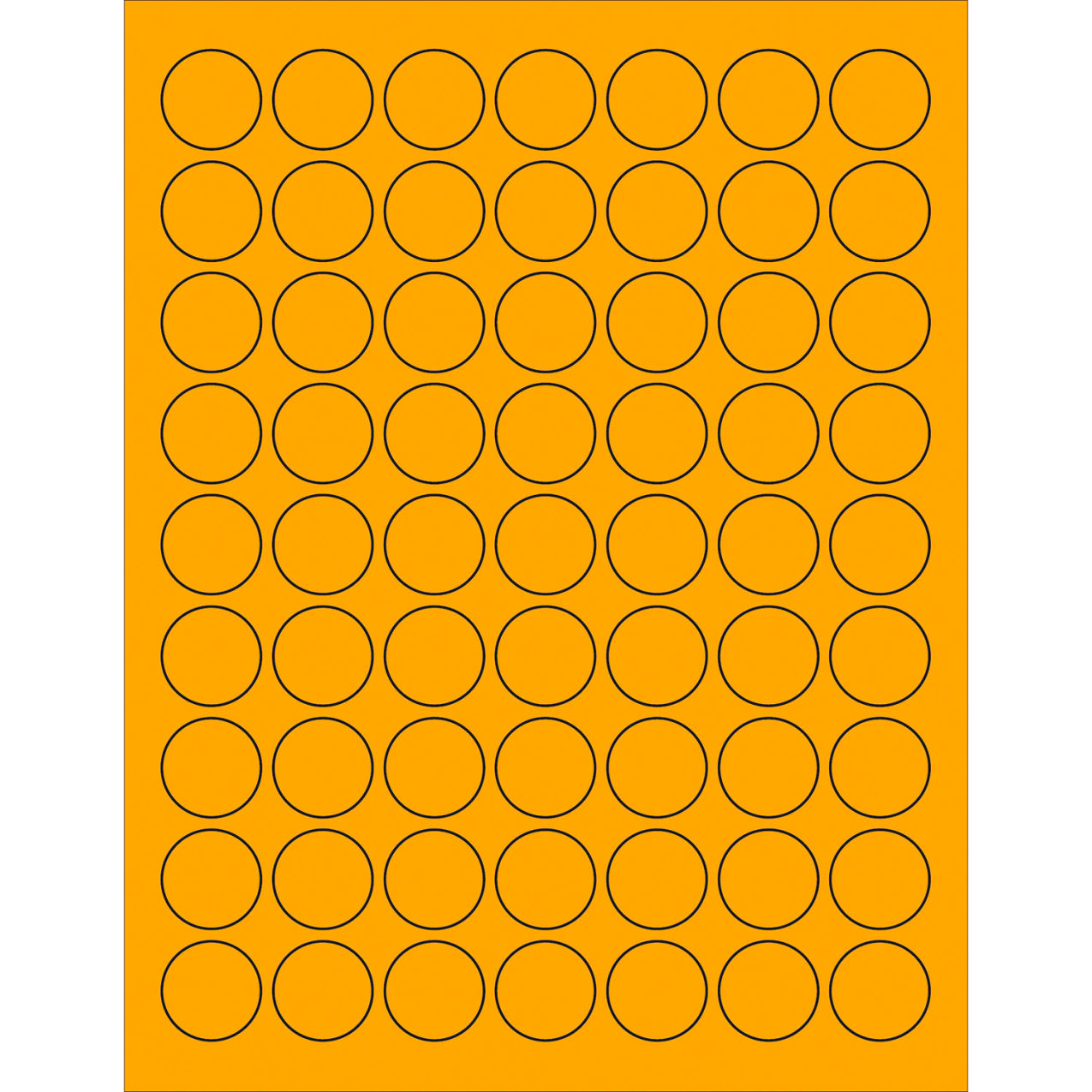 1" Dia. Circle Laser Labels, Fluorescent Orange, 63 Labels/Sheet
