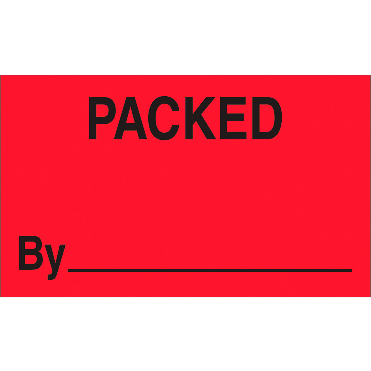 Labels with "Packed By" Print, 3"L x 5"W, Fluorescent Red, 500 Count