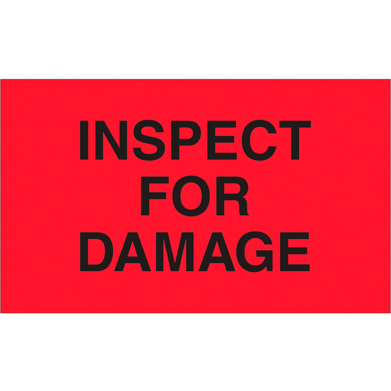 Labels with "Inspect For Damage", 3"L x 5"W, Fluorescent Red, Roll of 500