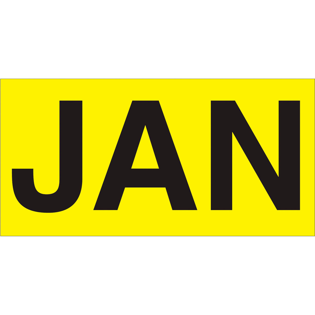 Months of the Year Labels with "JAN" Print, 3"L x 6"W, Fluorescent Yellow, Roll of 500