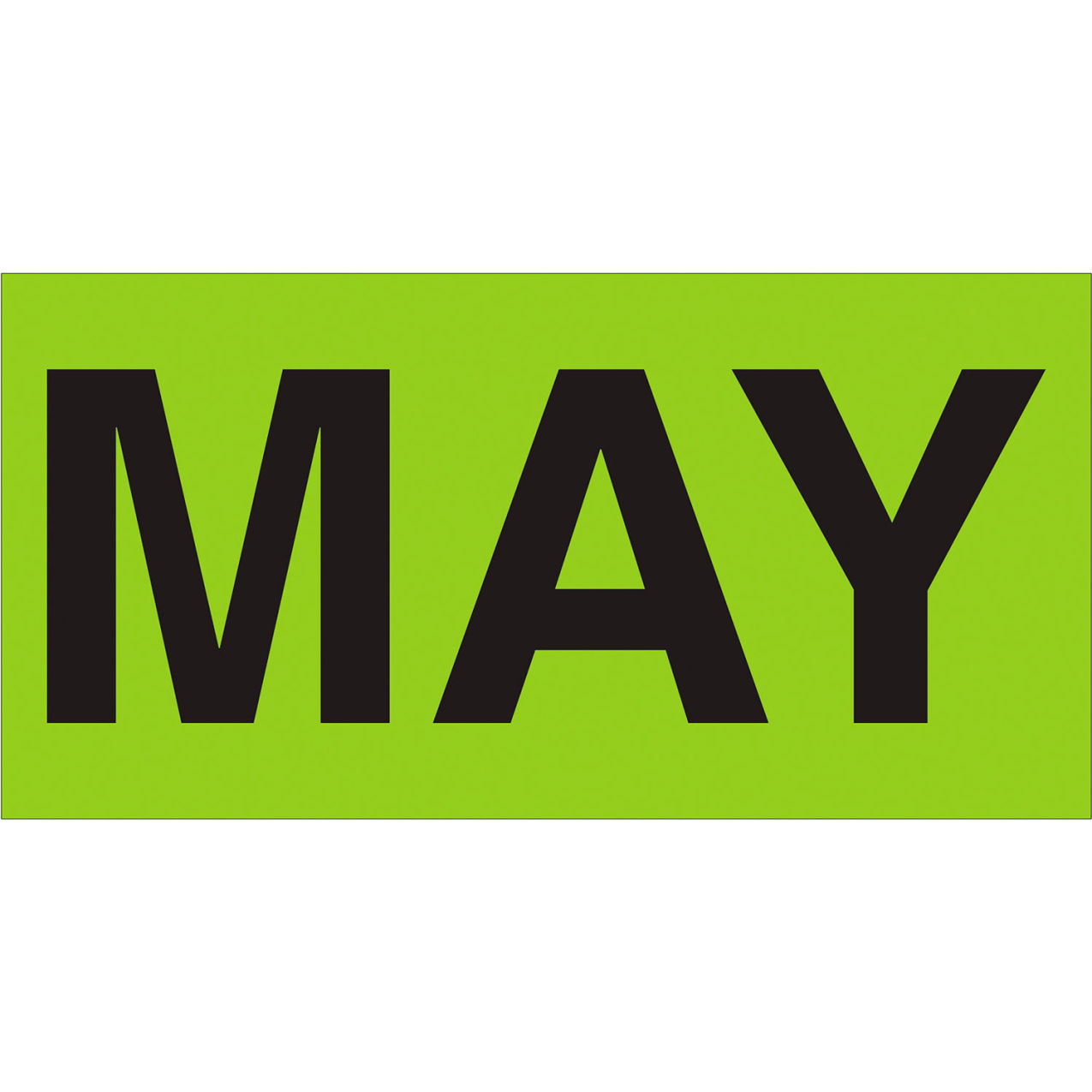 Months of the Year Labels with "MAY" Print, 3"L x 6"W, Fluorescent Green, Roll of 500
