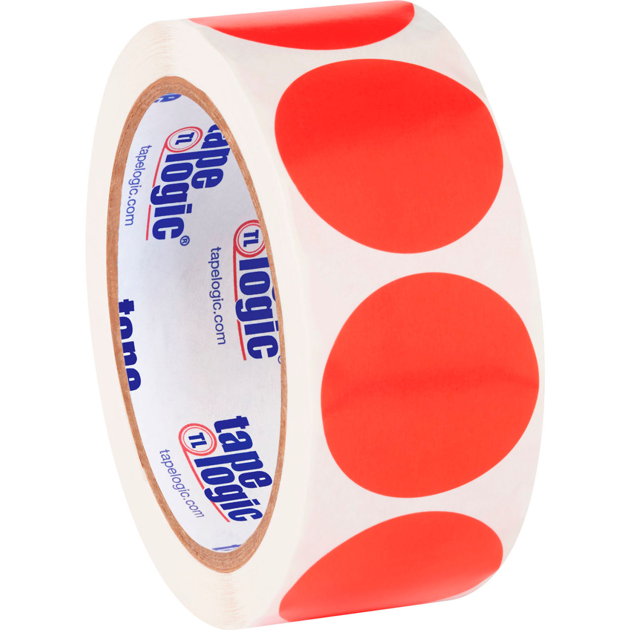 1-1/2" Dia. Circle Blank Inventory Labels, Fluorescent Red, Roll of 500