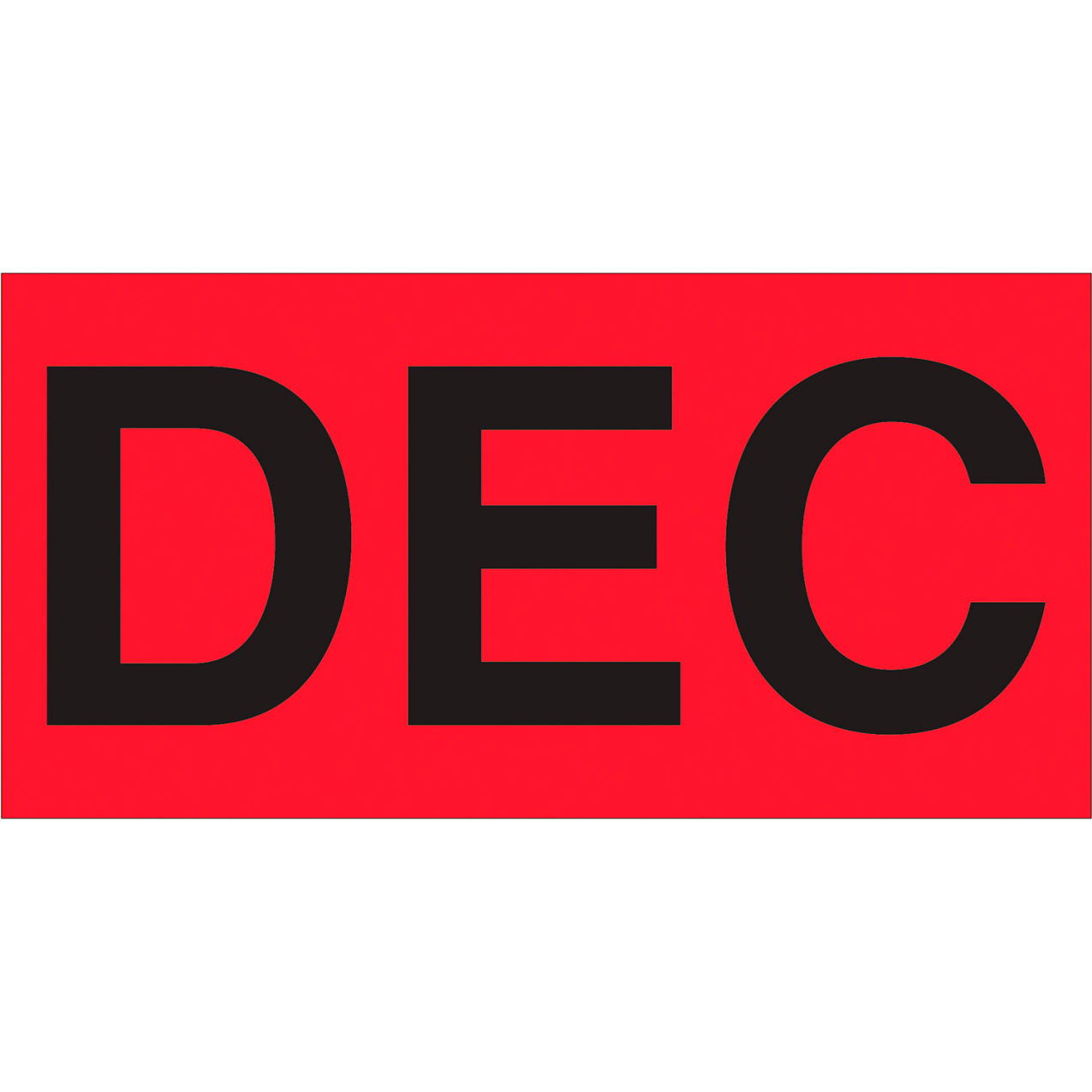 Months of the Year Labels with "DEC" Print, 3"L x 6"W, Fluorescent Red, Roll of 500