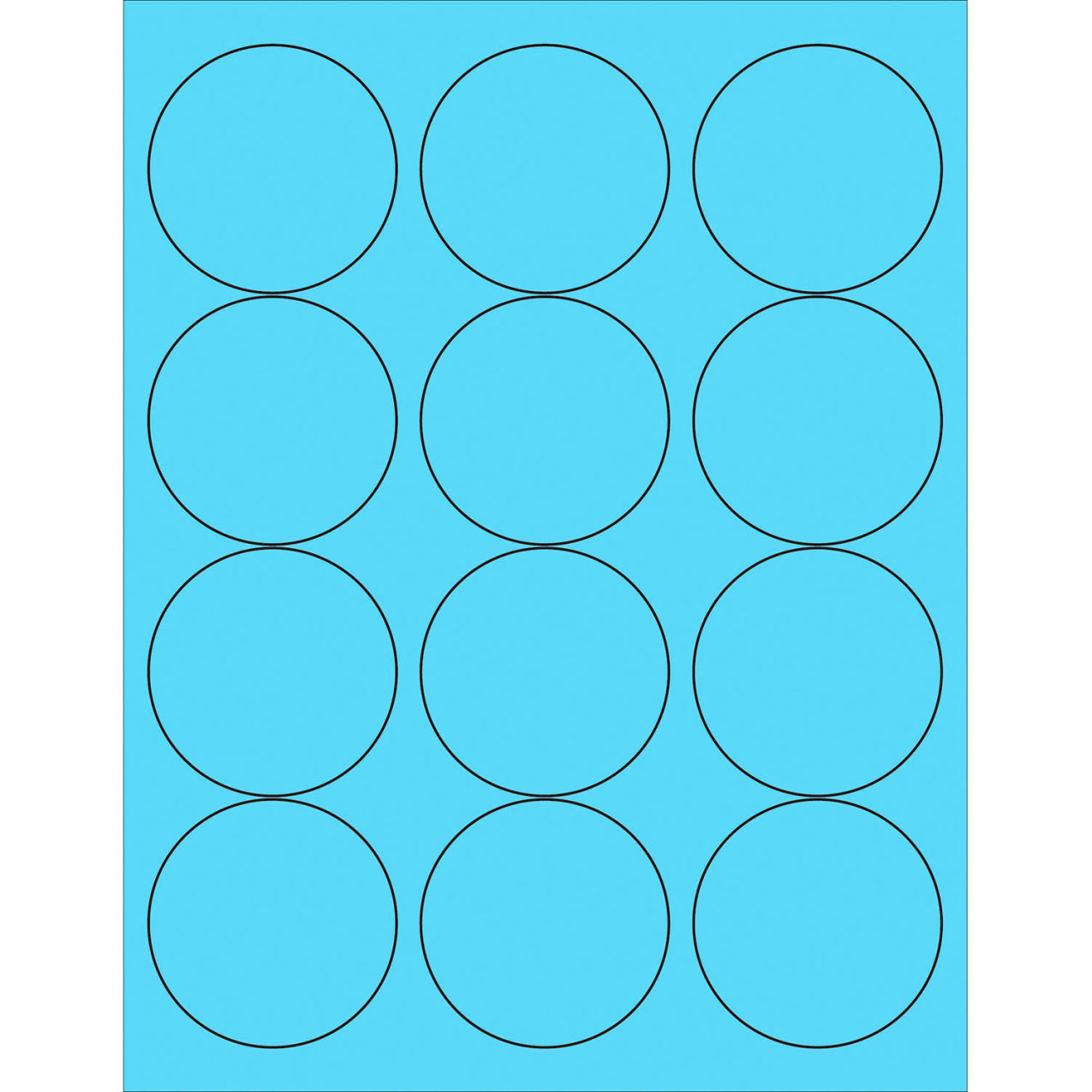 2-1-1/2" Dia. Circle Laser Labels, Pastel Blue, 12 Labels/Sheet
