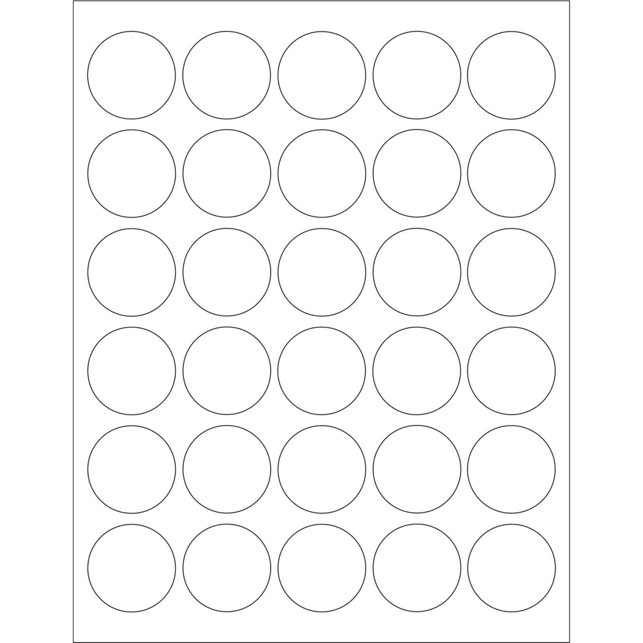 1-1/2" Dia. Circle Laser Labels, White, 30 Labels/Sheet