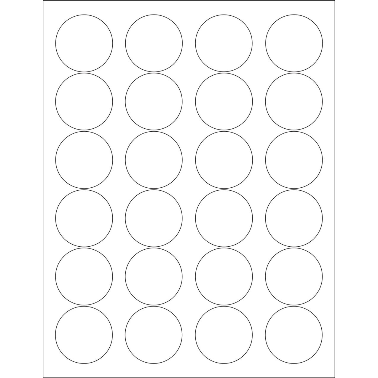1-2/3" Dia. Circle Laser Labels, White, 24 Labels/Sheet