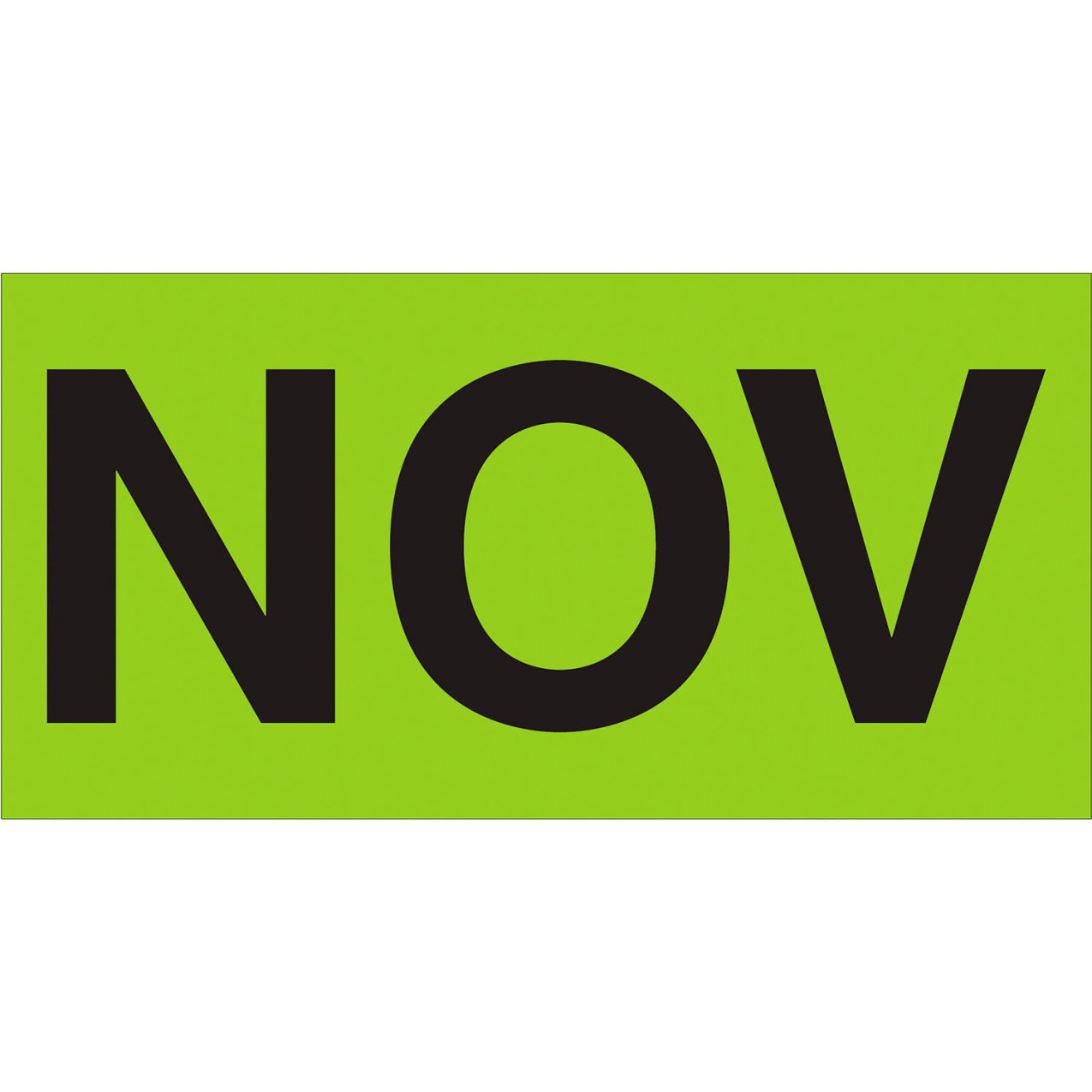 Months of the Year Labels, 3"L x 6"W, Fluorescent Green, Roll of 500