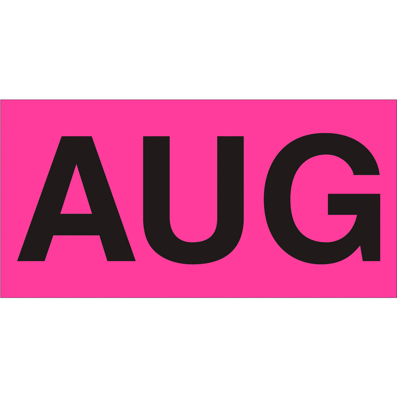 Months of the Year Labels with "AUG" Print, 3"L x 6"W, Fluorescent Pink, Roll of 500