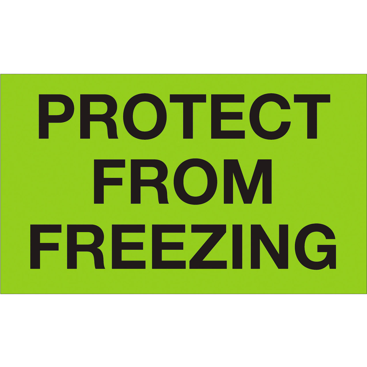 Labels with "Protect From Freezing" Print, 3"L x 5"W, Fluorescent Green, Roll of 500