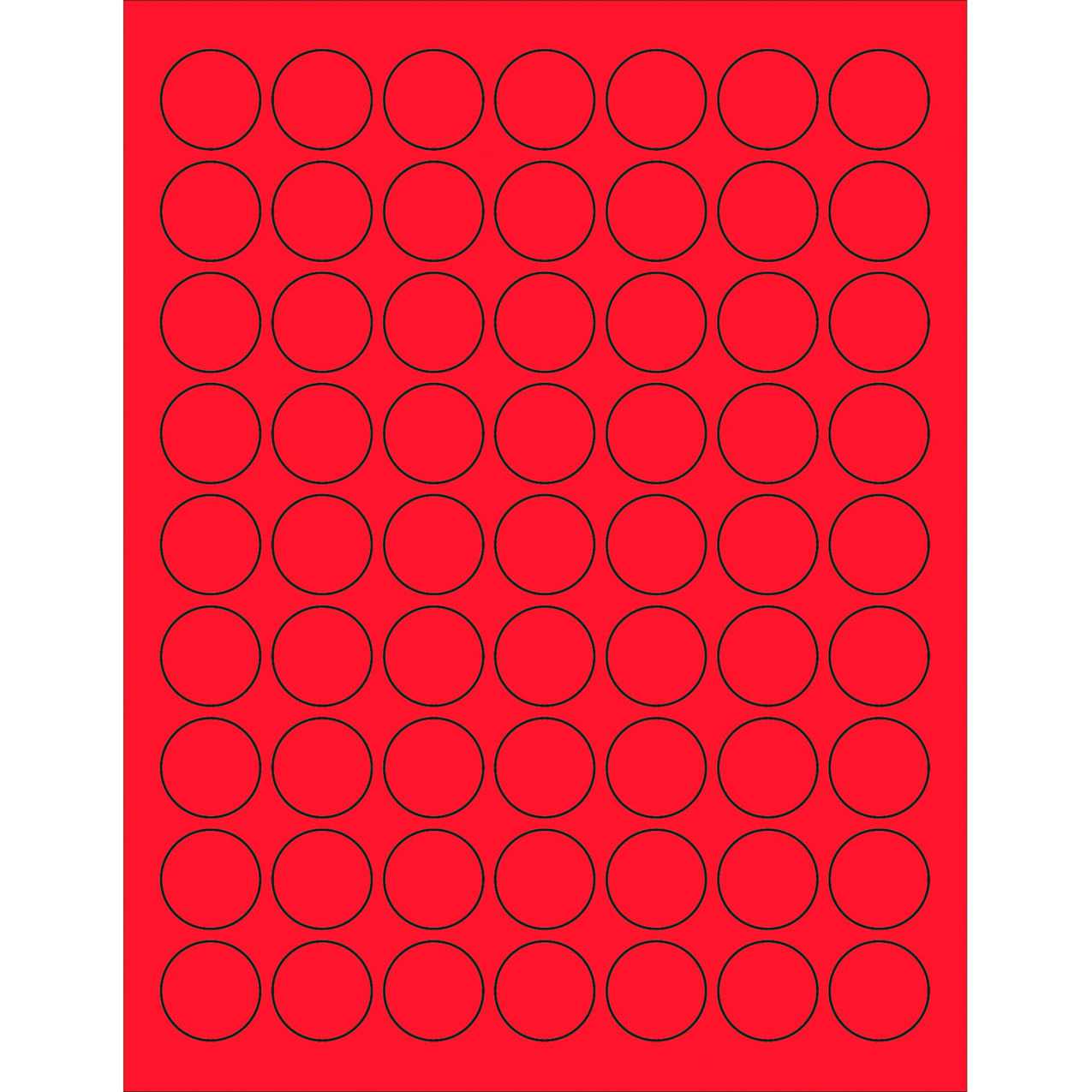 1" Dia. Circle Laser Labels, Fluorescent Red, 63 Labels/Sheet