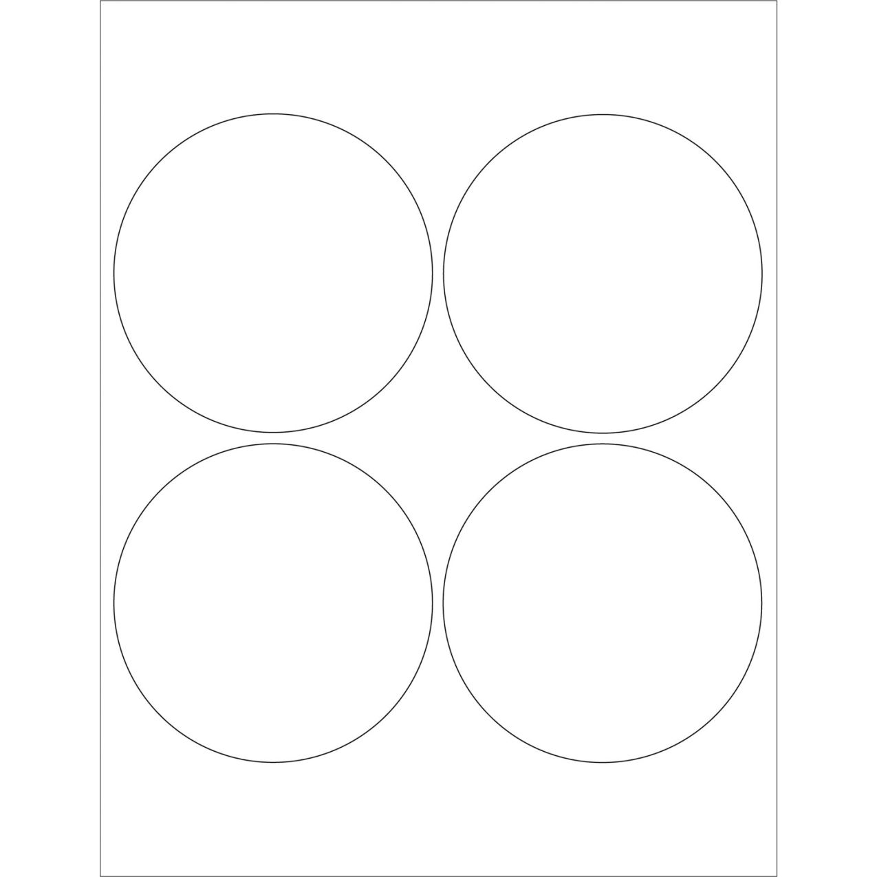 4" Dia. Circle Laser Labels, White, 4 Labels/Sheet