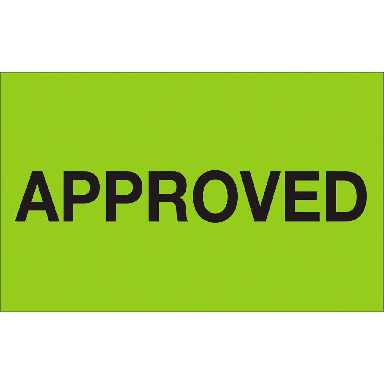 Labels with "Approved" Print, 1-1/4"L x 2"W, Fluorescent Green, Roll of 500