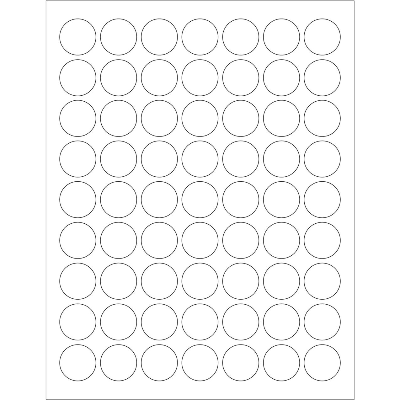 1" Dia. Circle Laser Labels, Glossy White, 63 Labels/Sheet