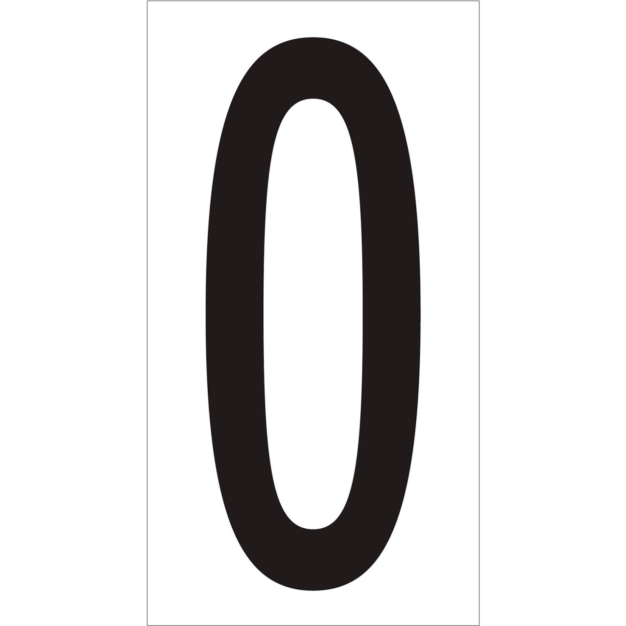 Vinyl Warehouse Number Labels with "0" Print, 4"L x 2-1/8"W, Black/White