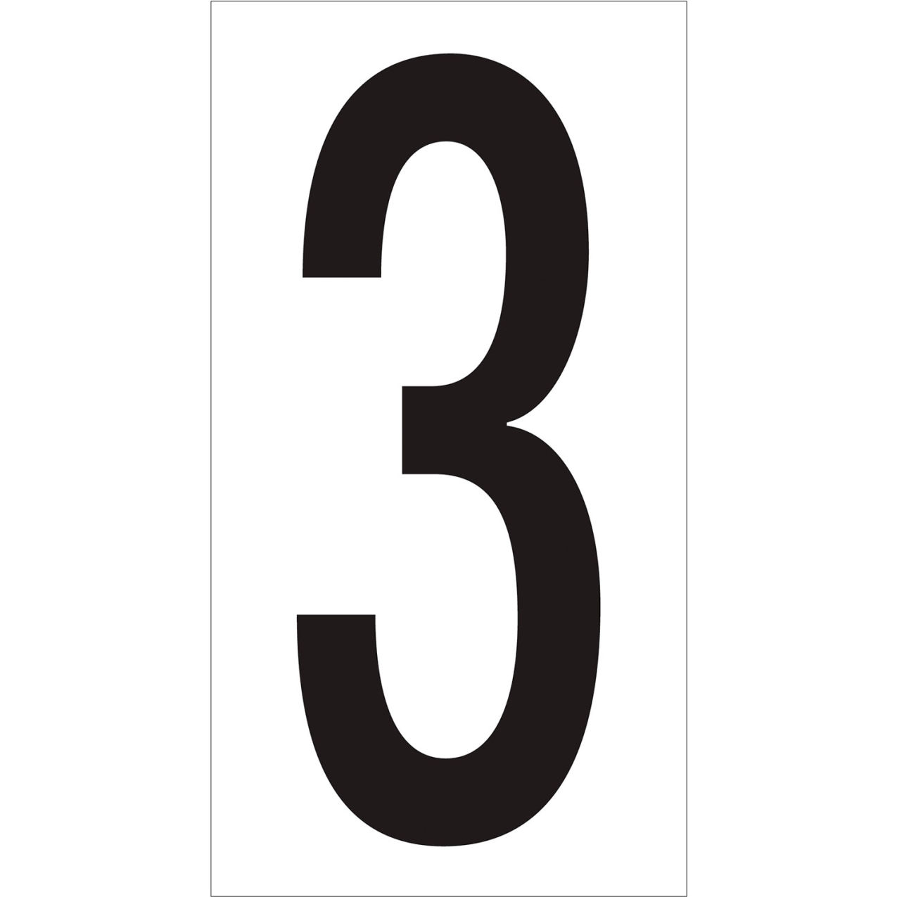 Vinyl Warehouse Number Labels with "3" Print, 4"L x 2-1/8"W, Black/White