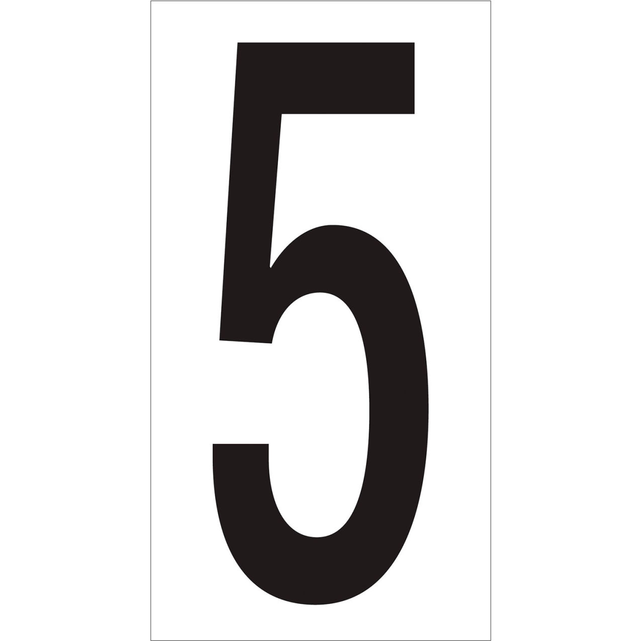 Vinyl Warehouse Number Labels with "5" Print, 4"L x 2-1/8"W, Black/White