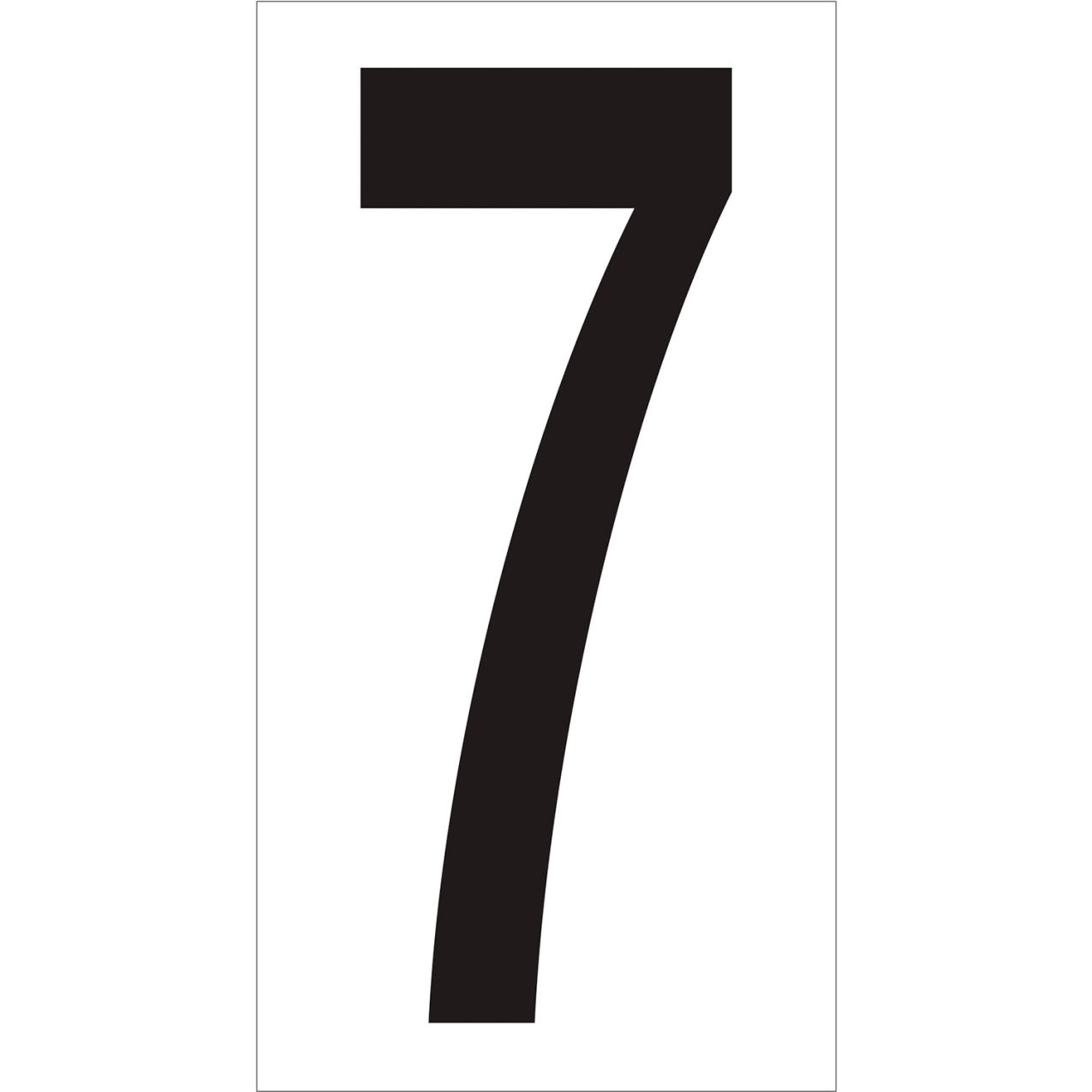 Vinyl Warehouse Number Labels with "7" Print, 4"L x 2-1/8"W, Black/White