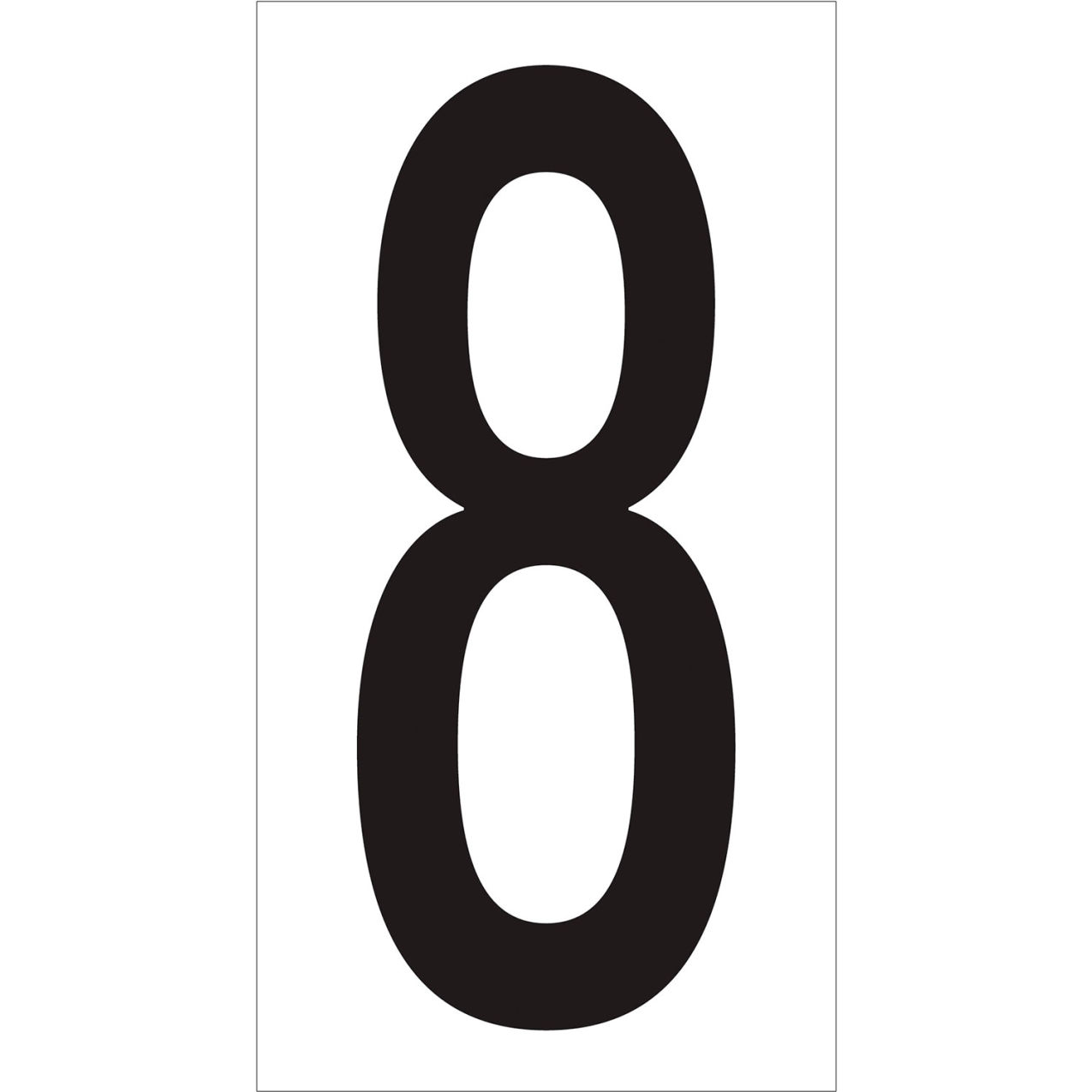 Vinyl Warehouse Number Labels "8", 4"L x 2-1/8"W, Black/White, 50/Case