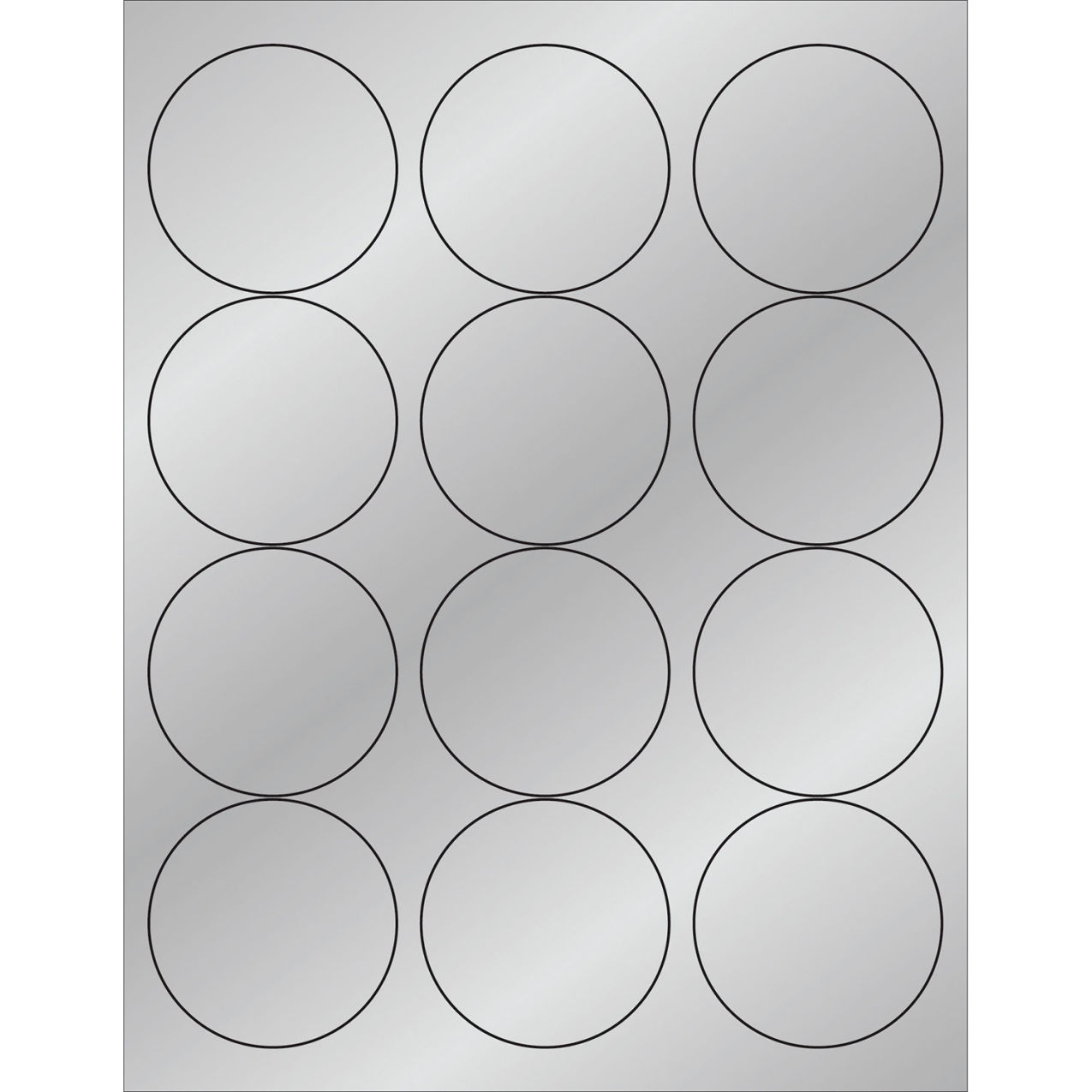 2-1/2" Dia. Foil Circle Laser Labels, Silver, 12 Labels/Sheet