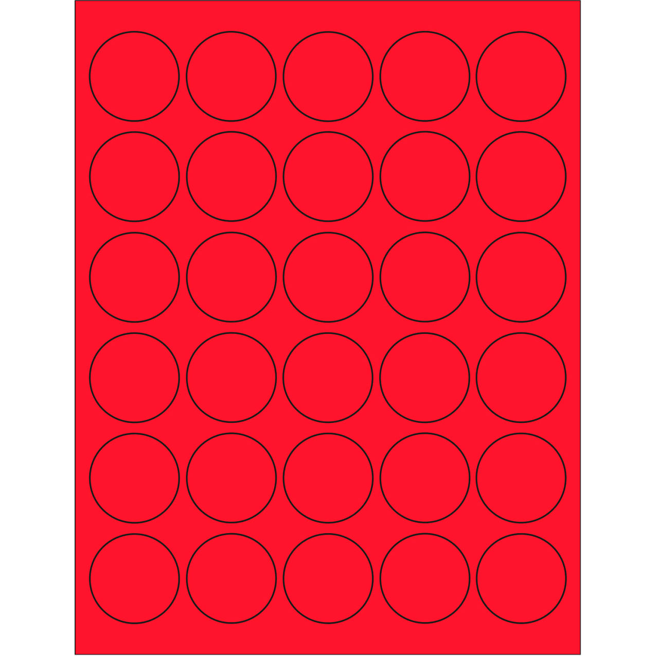 1-1/2" Dia. Circle Laser Labels, Fluorescent Red, 30 Labels/Sheet