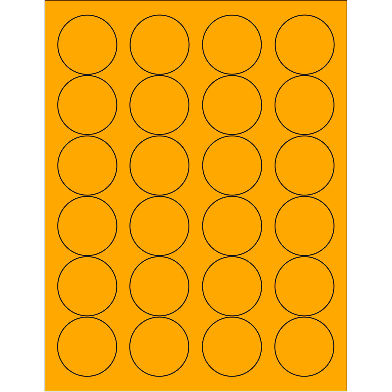 1-2/3" Dia. Circle Laser Labels, Fluorescent Orange, 24 Labels/Sheet