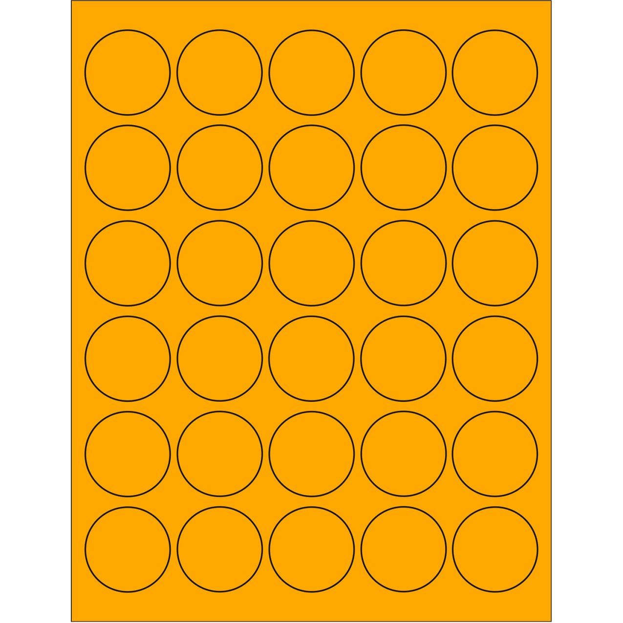 1-1/2" Dia. Circle Laser Labels, Fluorescent Orange, 30 Labels/Sheet