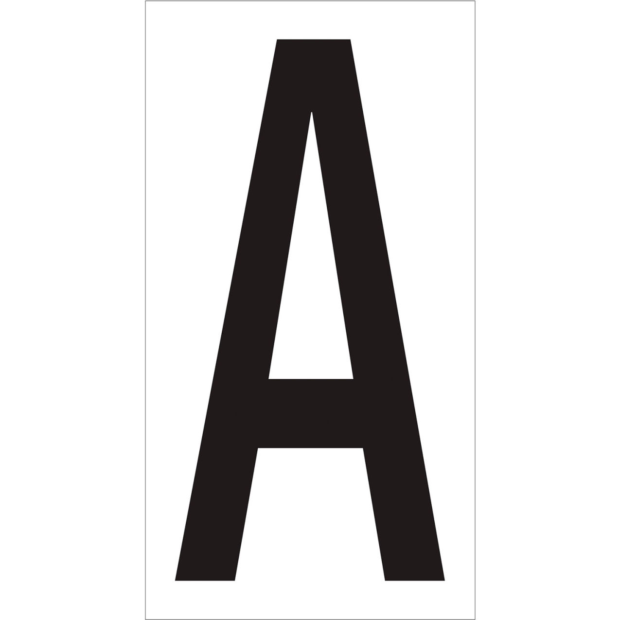 Vinyl Warehouse Number Labels with "A" Print, 4"L x 2-1/8"W, Black/White