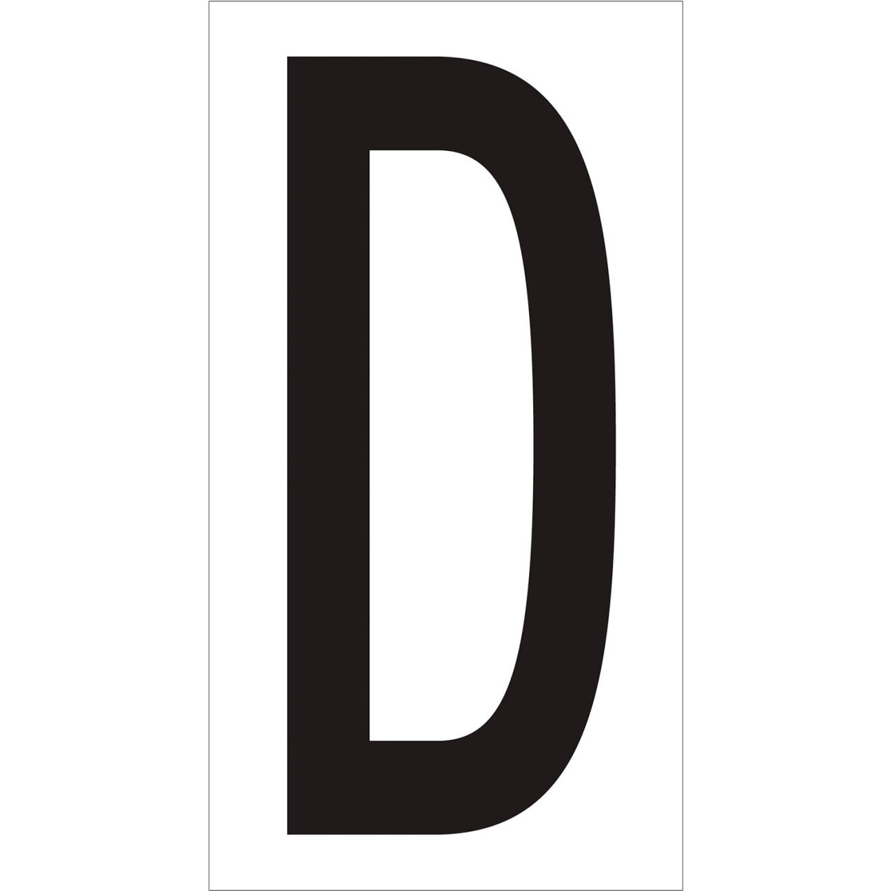 Vinyl Warehouse Number Labels with "D" Print, 4"L x 2-1/8"W, Black/White