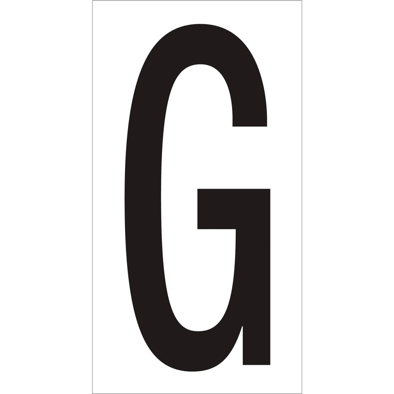 Vinyl Warehouse Number Labels with "G" Print, 4"L x 2-1/8"W, Black/White