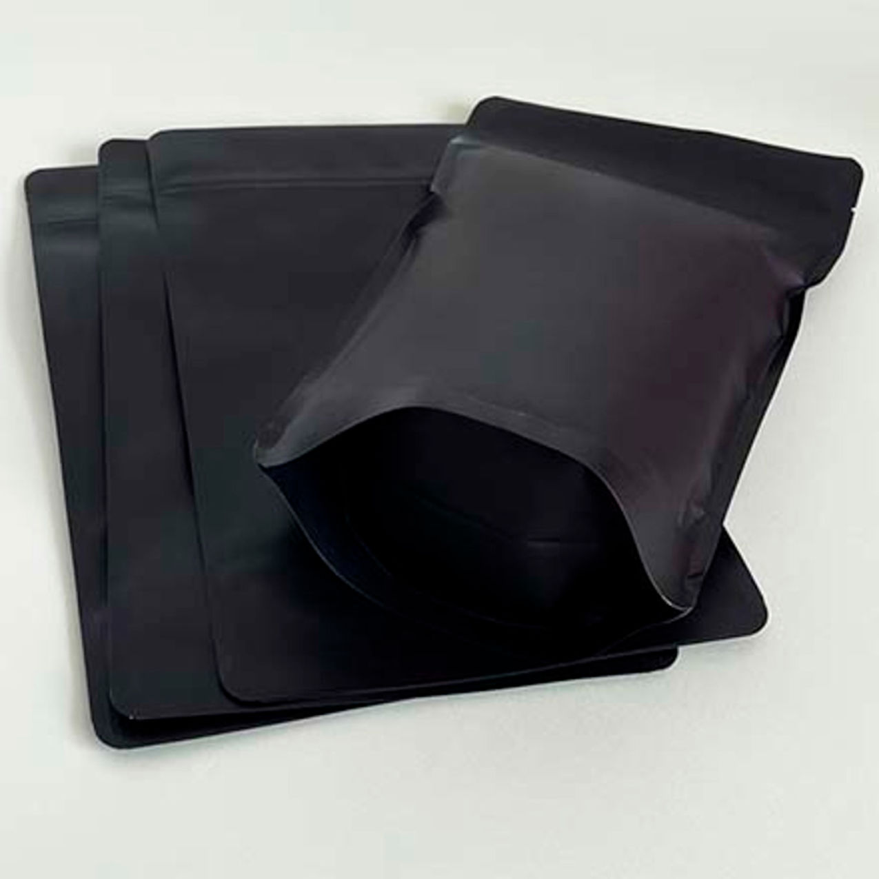 Matte Stand-Up Barrier Pouches, 6"W x 9"D x 3"H, 5 Mil, Black, 1000/Pack