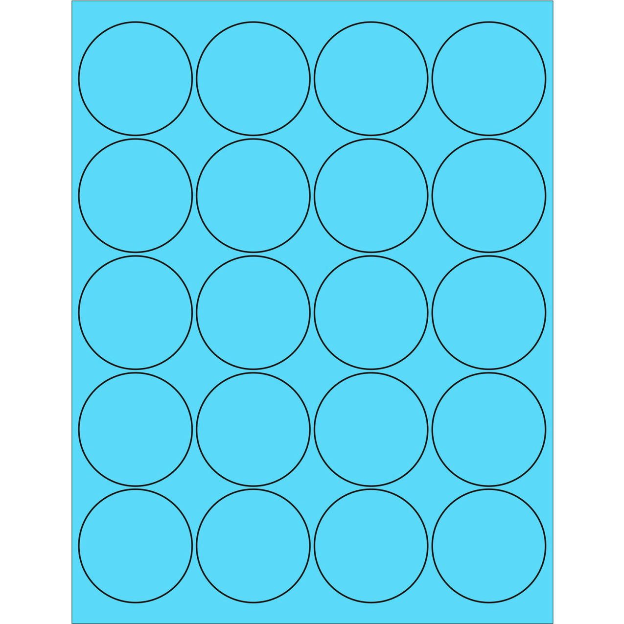 2" Dia. Circle Laser Labels, Pastel Blue, 20 Labels/Sheet