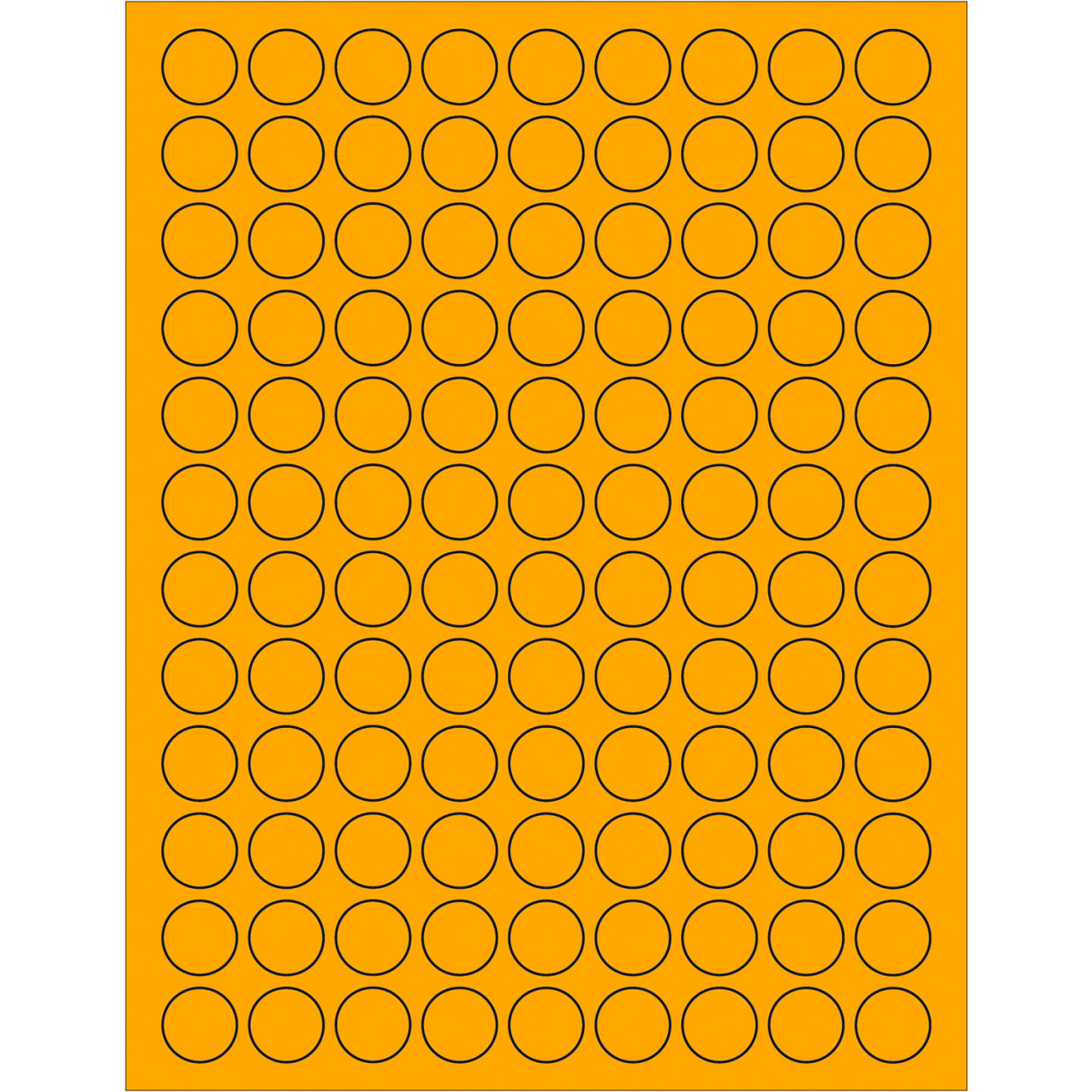 3/4" Dia. Circle Laser Labels, Fluorescent Orange, 108 Labels/Sheet