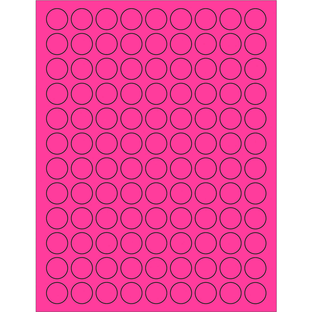 3/4" Dia. Circle Laser Labels, Fluorescent Pink, 108 Labels/Sheet