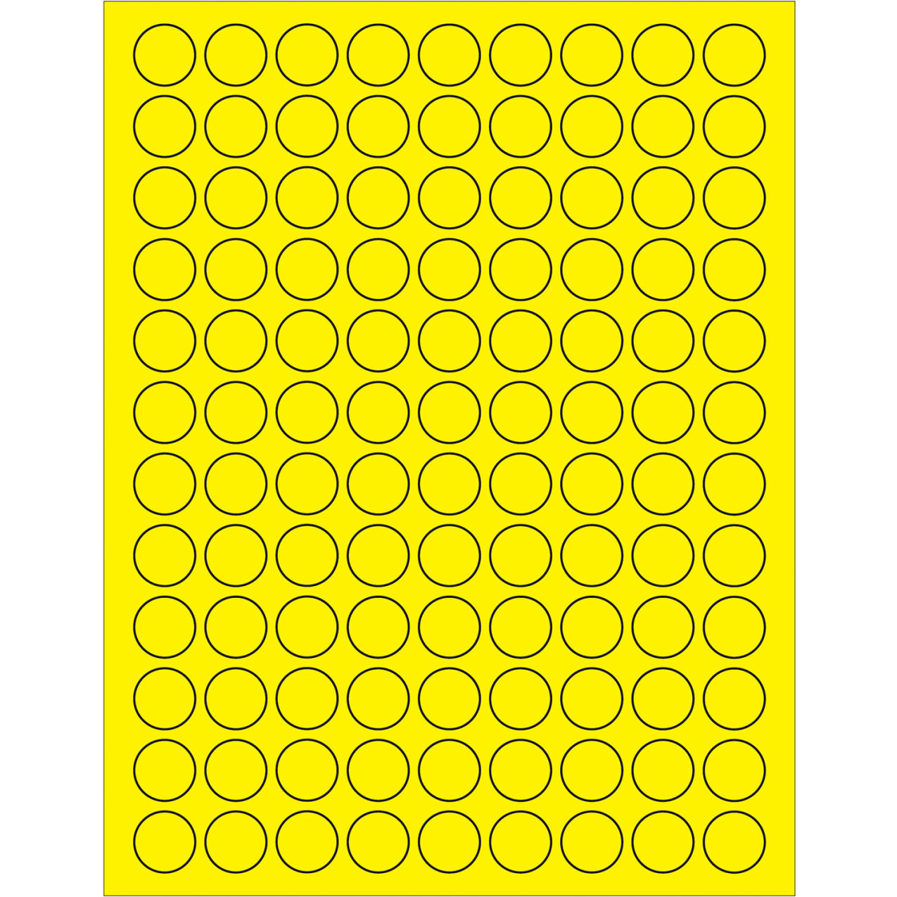3/4" Dia. Circle Laser Labels, Fluorescent Yellow, 108 Labels/Sheet