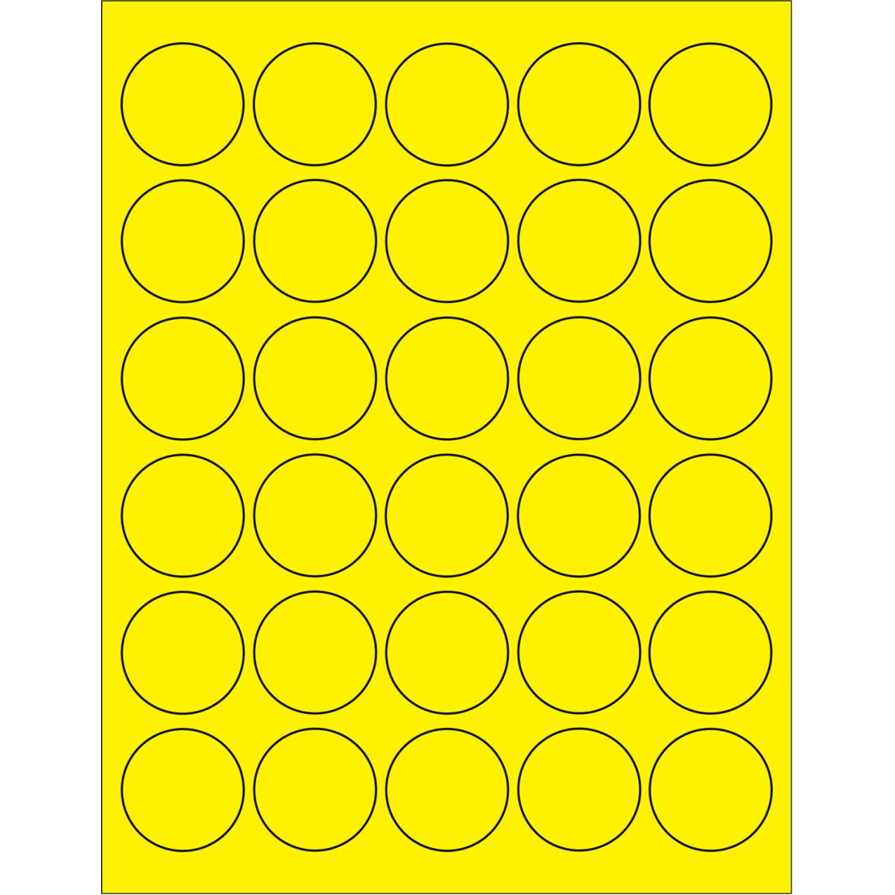 1-1/2" Dia. Circle Laser Labels, Fluorescent Yellow, 30 Labels/Sheet