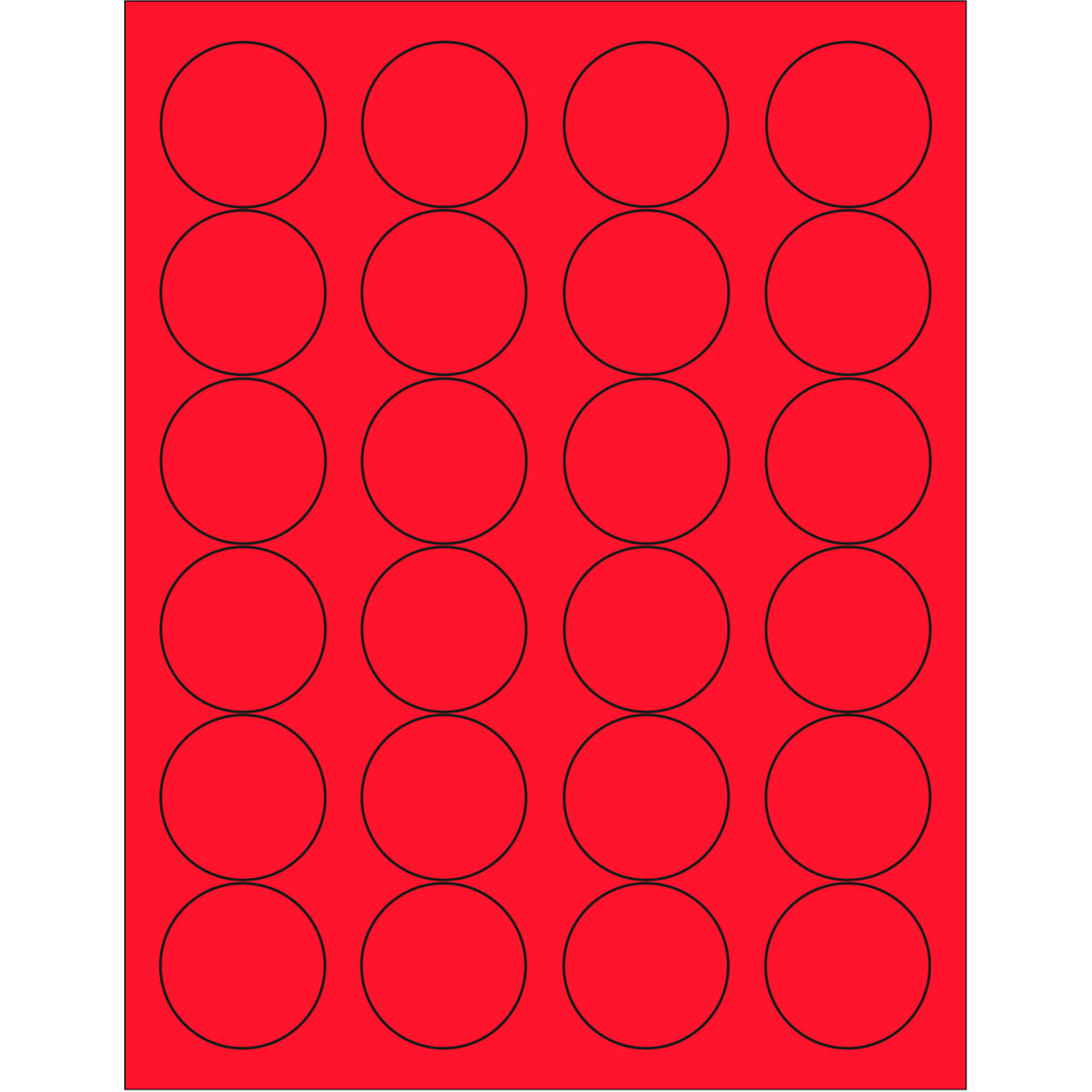 Circle Laser Labels, Fluorescent Red, 24 Labels/Sheet