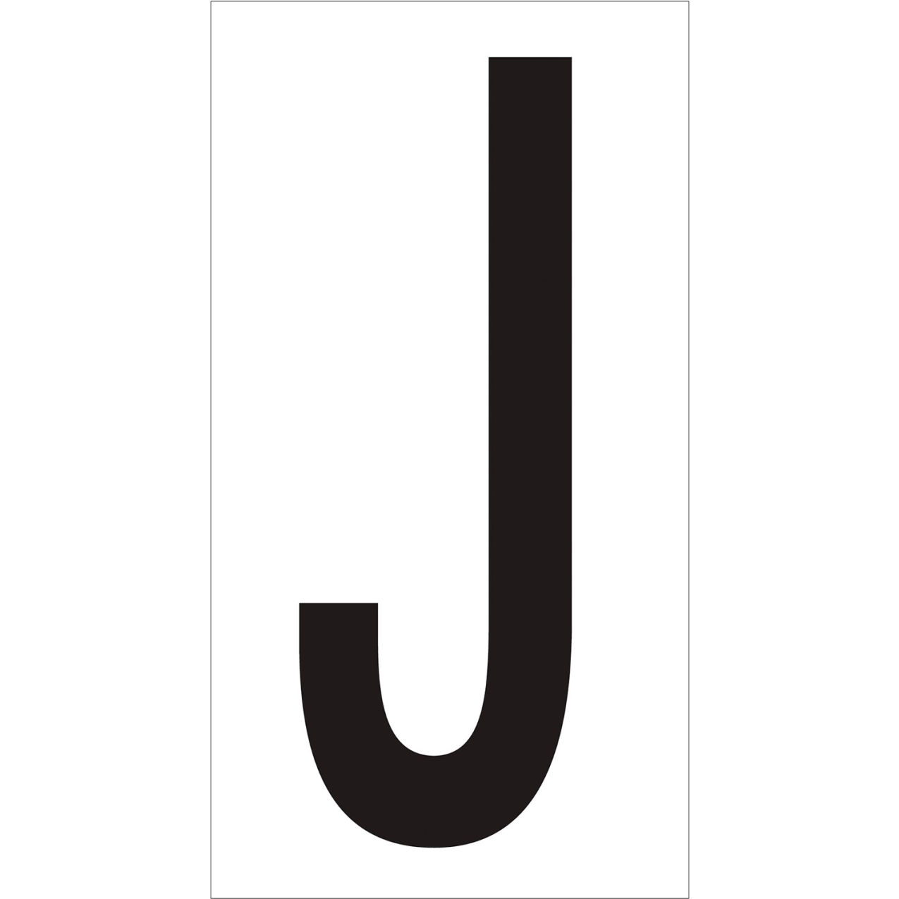 Vinyl Warehouse Number Labels with "J" Print, 4"L x 2-1/8"W, Black/White