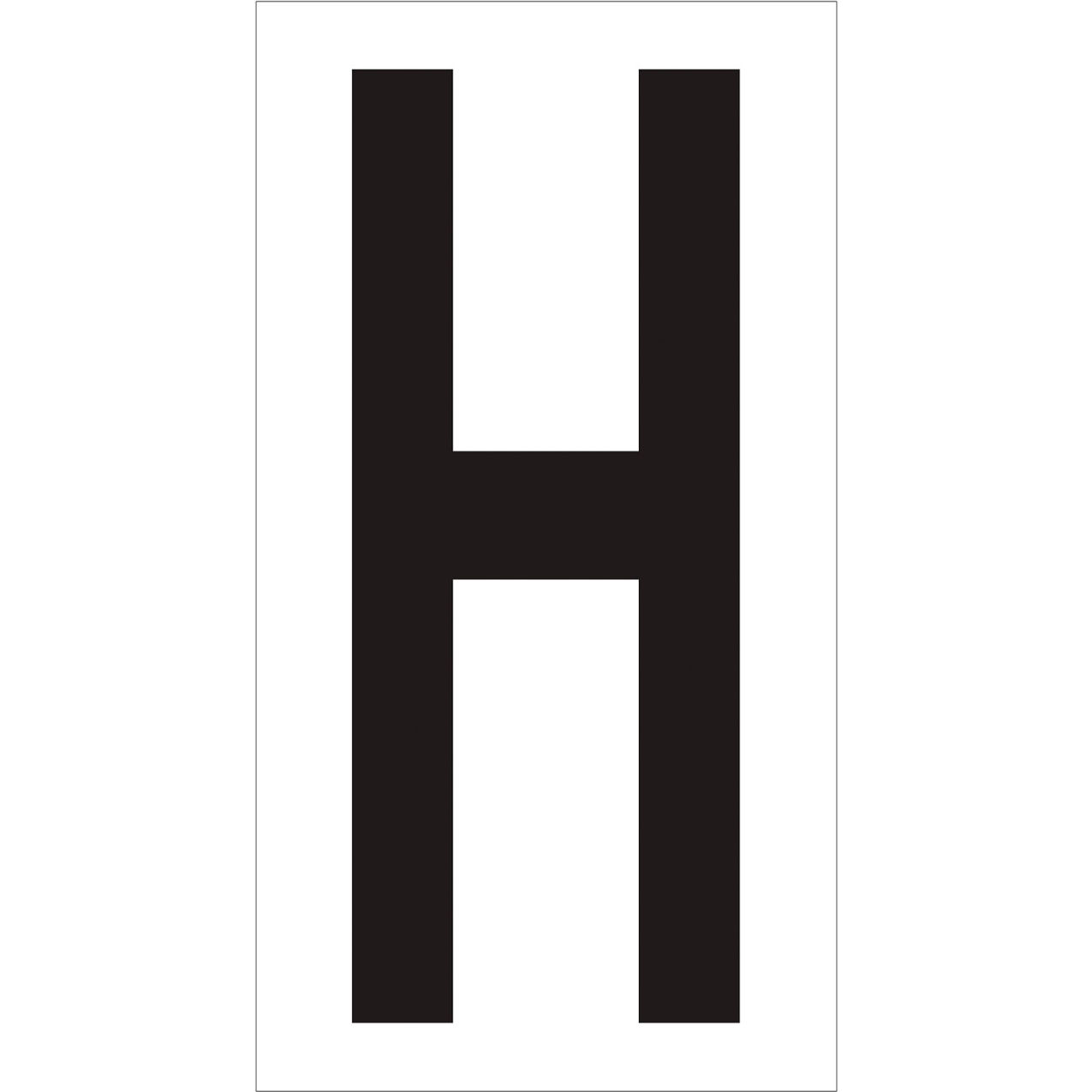 Vinyl Warehouse Number Labels with "H" Print, 4"L x 2-1/8"W, Black/White