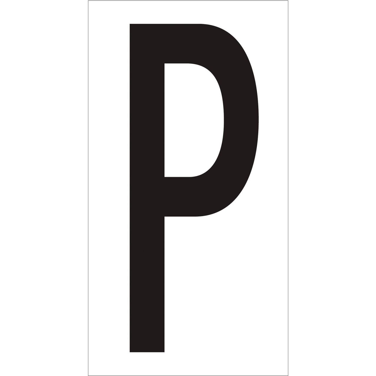 Vinyl Warehouse Number Labels with "P" Print, 4"L x 2-1/8"W, Black/White